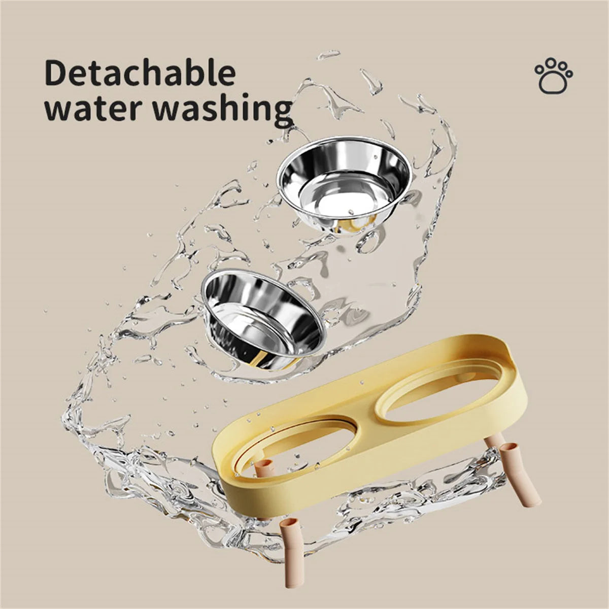 Gamelle Dopamine colorée double bol en acier inoxydable pour chien