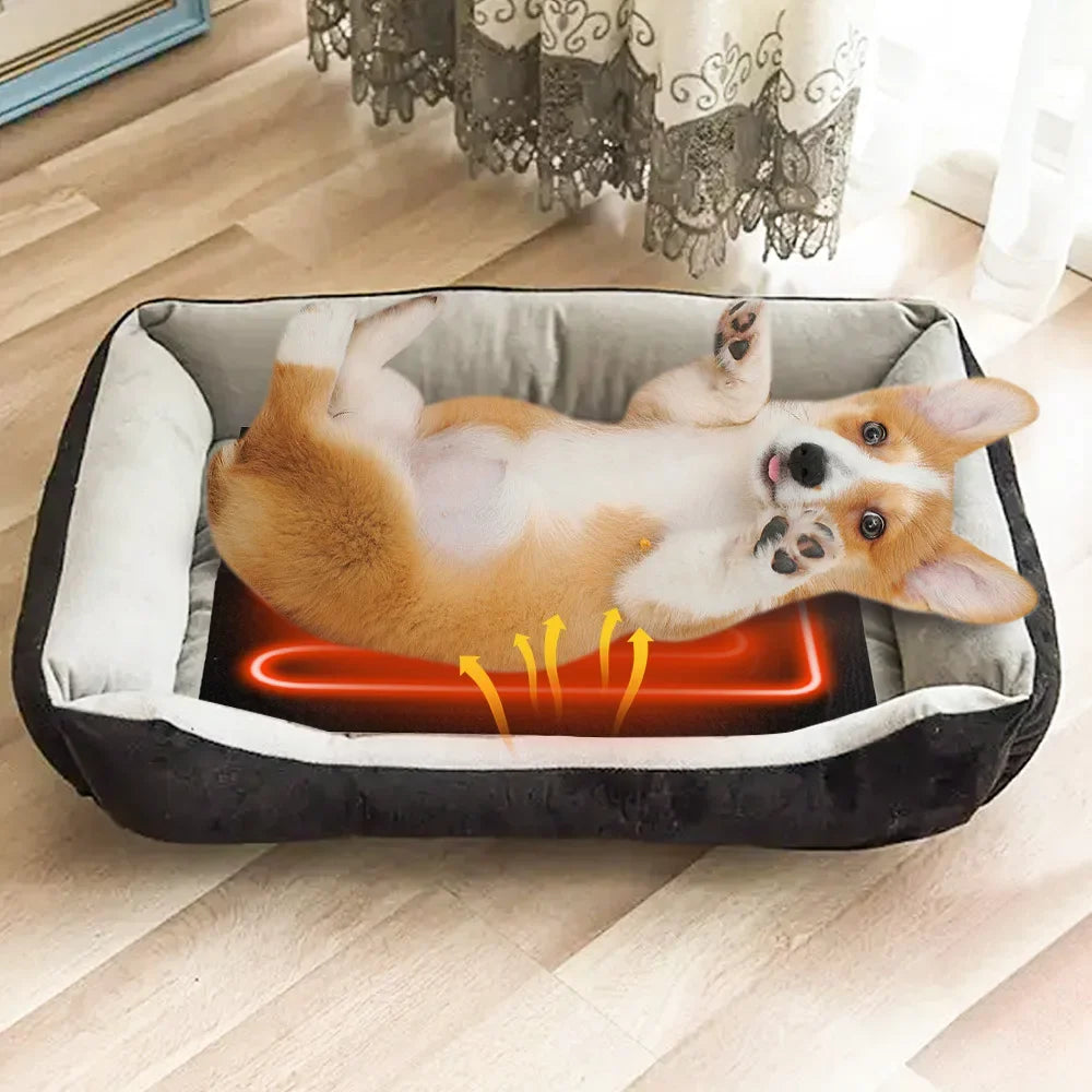 Coussin Chauffant USB pour Chien – Tapis Chauffant Lavable d’Hiver