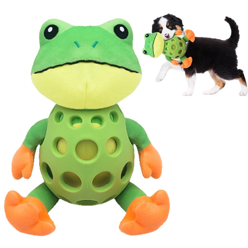 Jouet en peluche grenouille pour chien grinçant anti-démolition