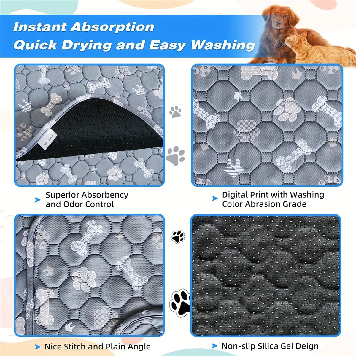 Tapis Réutilisable Imperméable pour Chien