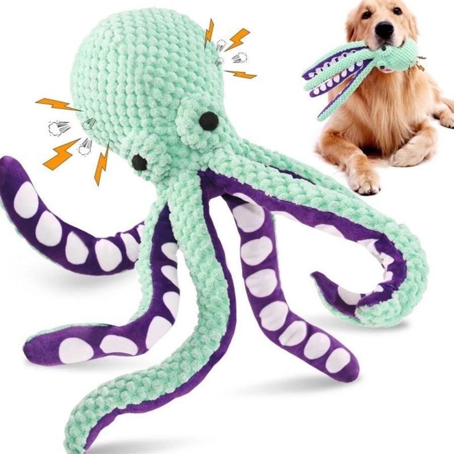 Jouet Pieuvre Anti-Démolition pour Chien 🐙 - Peluche Sonore Résistante